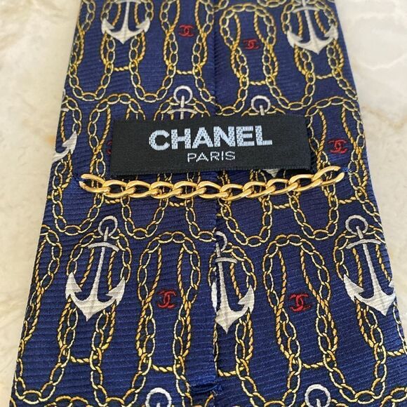 Chanel Chain & Anchors CC Monogram 100% Silk Tie - Picture 8 of 12